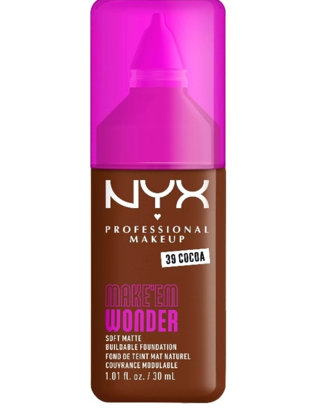 NYX Make 'Em Wonder Soft Matte Foundation - 39 Cocoa (Brown)